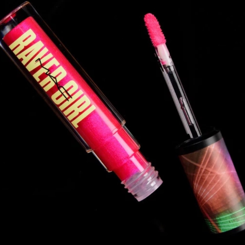 MAC Lipglass Raver Girl 'Bracelets Galore' Sheer Neon Pink Shimmer Ltd Ed NIB